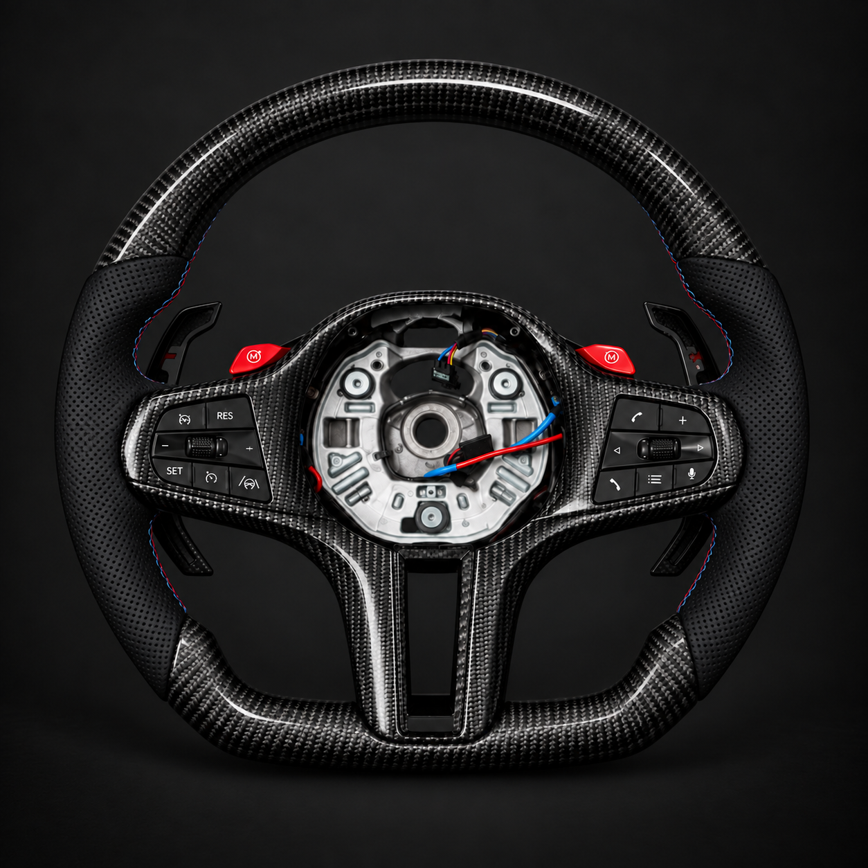Flat-bottom carbon steering wheel